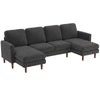Corduroy U-Shaped Sectional with Double Chaise - Dark Grey