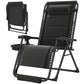 Zero Gravity Chair, Reclining Outdoor Lounger Chair with Cup Holder, 400 LBS Capacity, Black
