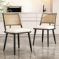 Set of 2 Modern Dining Chairs with PE Rattan Backrest, Ergonomic Side Chairs for Home or Restaurant, 19.5'' L x 19'' W x 31.5'' H, Black+Natural