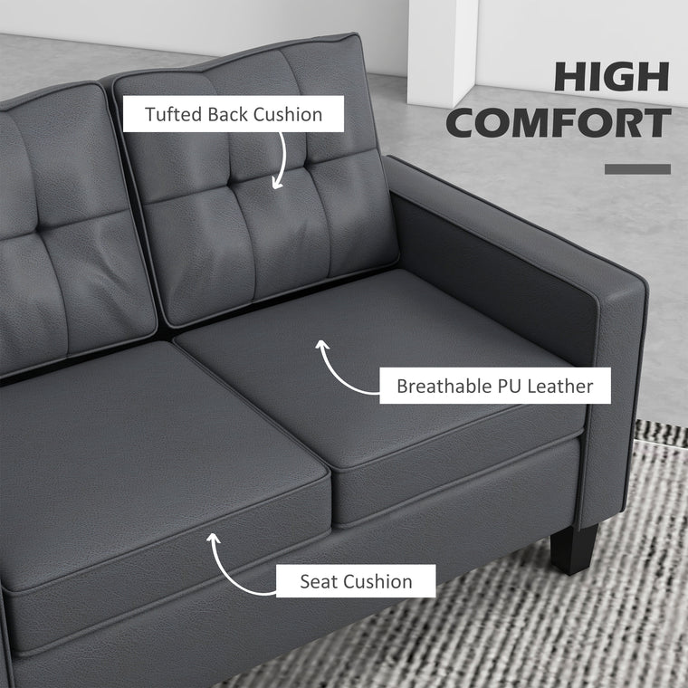 51" PU Leather Tufted Loveseat - Grey