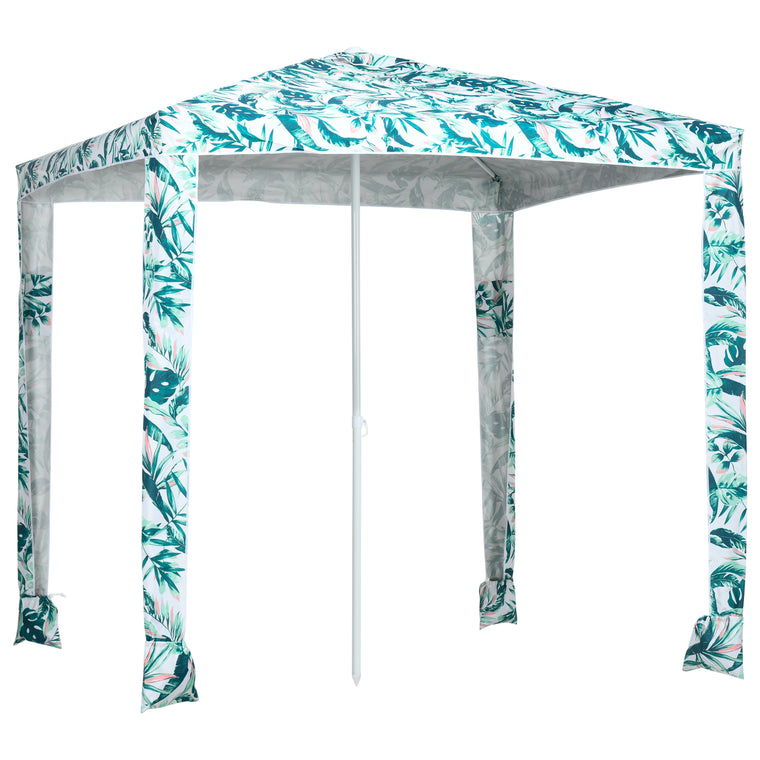 6.5' Green Beach Umbrella with Sandbags & Carry Bag
