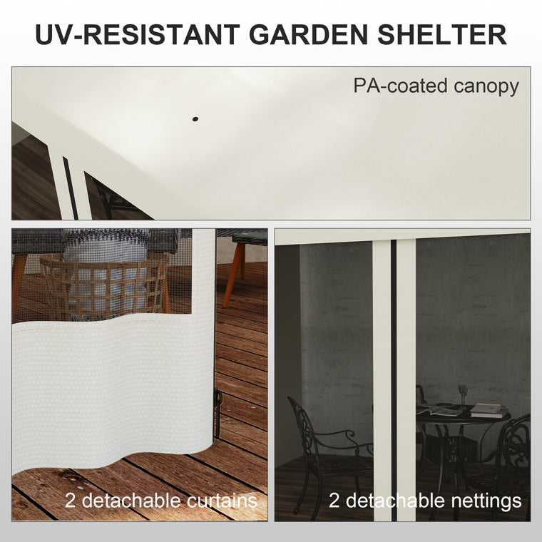 10' x 10' Wall Pergola with 2 Curtains and Nettings