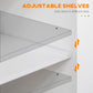 Kitchen Island with Storage, Rolling Cart Trolley with Rubberwood Top, Adjustable Shelf, Drawer, Spice Rack, White