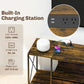 Industrial TV Stand for up to 60 Inch TV, TV Console with Charging Station and RGB LED Lights, Rustic Brown