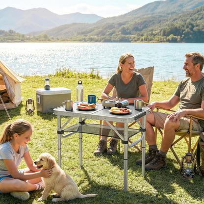 2ft Folding Camping Table with Mesh Storage Layer