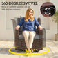 PE Rattan 360° Swivel Patio Chair with Cushion, Dark Grey