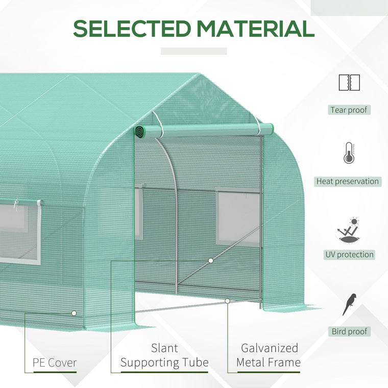 20' x 10' x 7' Green Steeple Walk-In Greenhouse with Anchors
