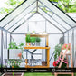 6' x 6' x 6.5' Polycarbonate Greenhouse, Walk-in Green House with Adjustable Roof Vent Galvanized Base Sliding Door Rain Gutter for Outdoor Garden Backyard, Grey