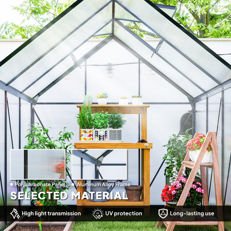 6' x 6' x 6.5' Grey Polycarbonate Greenhouse with Roof Vent