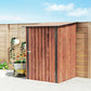 3.3' x 3.4' Lean-to Garden Storage Shed, Outdoor Galvanized Steel Tool House with Lockable Door for Patio, Teak