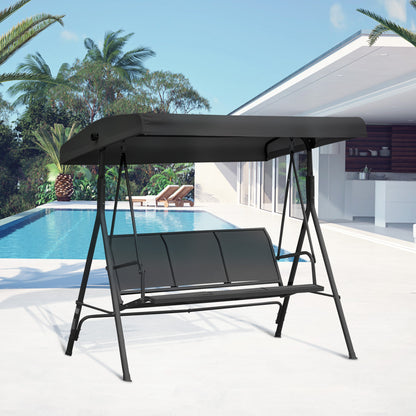 Black A-Frame Porch Swing with Adjustable Canopy