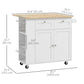 Kitchen Island with Power Outlet and Drop Leaf, Rolling Kitchen Cart with 2 Drawers and Adjustable Shelves, White