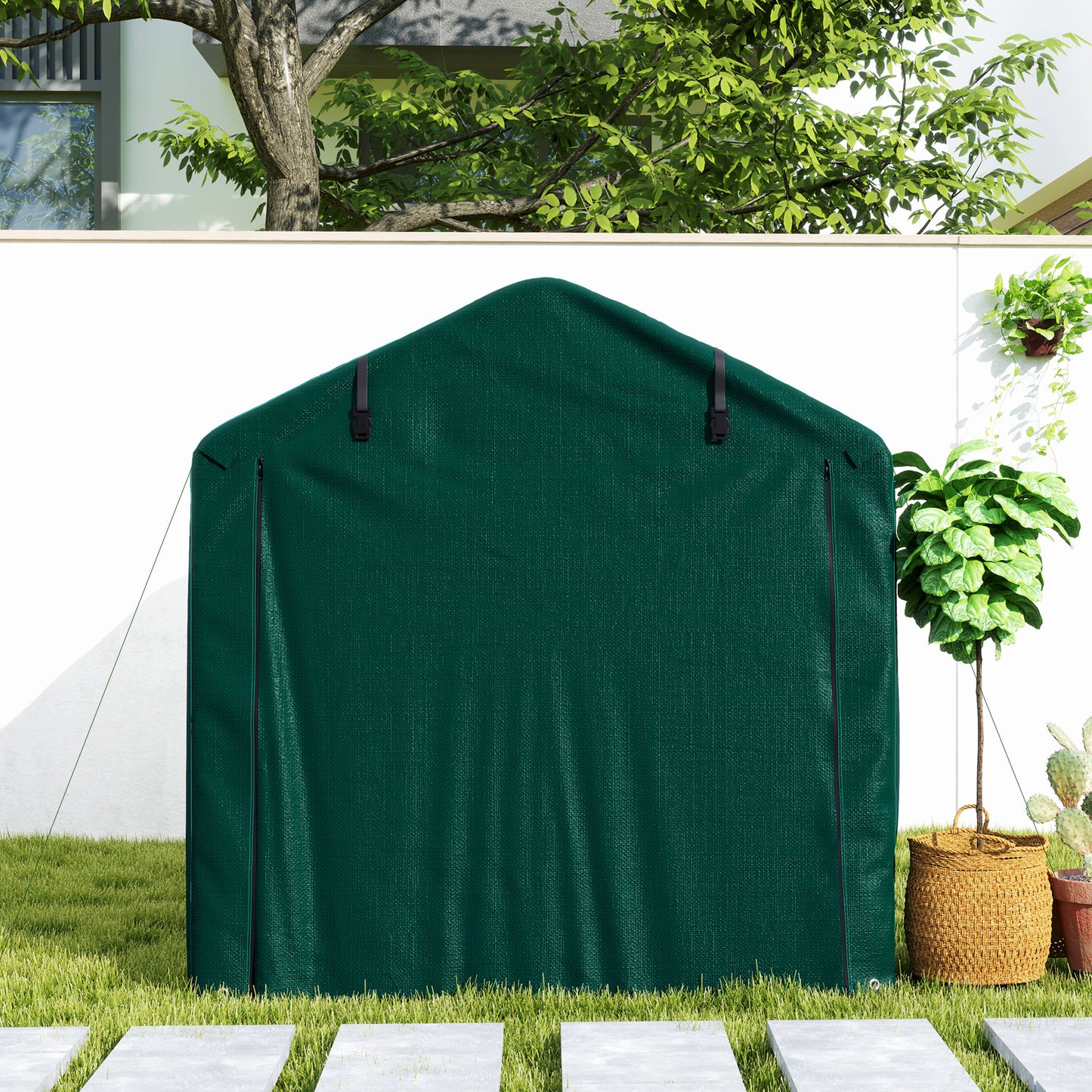 Outdoor Storage Shed, UV Resistant Bike Tent with Roll-up Zipper Door, Portable Shed for Bike, Motorcycle, Dark Green