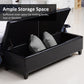 Storage Ottoman Bench, Foot Rest with Solid Wood Legs, 51 Inches PU Leather Storage Chest for Living Room, Black