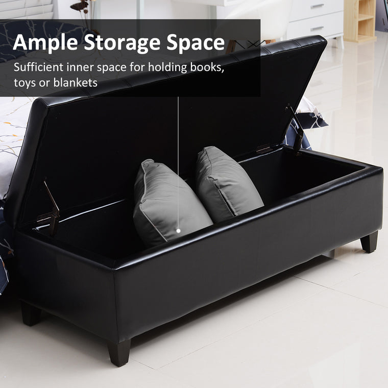 51" Storage Ottoman Bench with Wood Legs