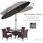8ft Shanghai Garden Parasol Umbrella with Crank & Tilt, Adjustable Outdoor Sun Shade, Dark Grey