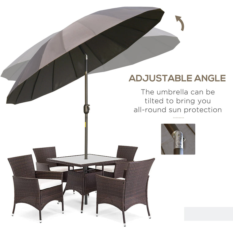 8ft Dark Grey Shanghai Garden Parasol with Crank & Tilt