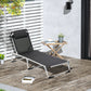 Folding Lounge Chair, Patio Lounger with Headrest, 5-Level Adjustable Backrest, and Aluminum Frame, Black