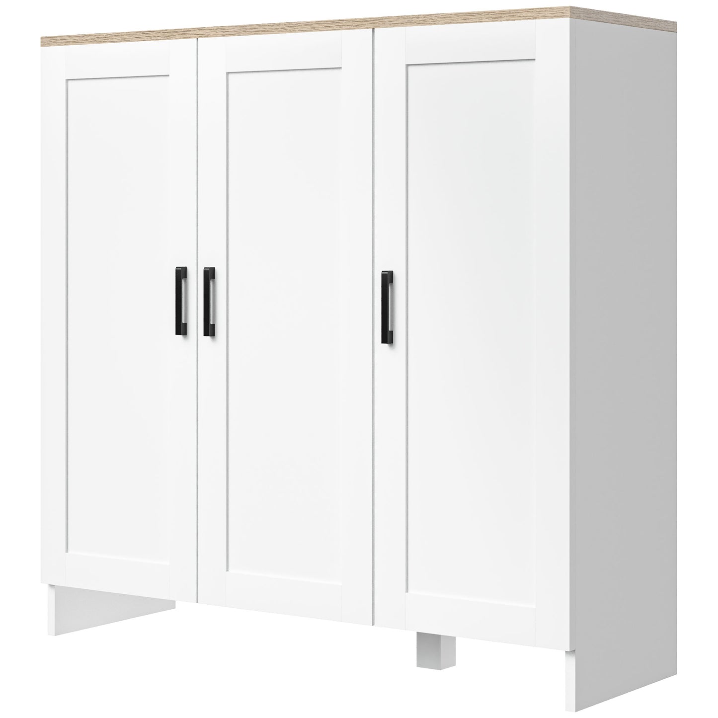 Modern Sideboard Cabinet with Adjustable Shelves, 3 Doors for Modern Kitchen & Dining Room, Ideal for Homeowners, White