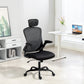 Ergonomic Office Chair, Mesh Desk Chair with Adjustable Headrest, Lumbar Support and Height, Flip-Up Armrests, Black