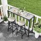 Bar Height Outdoor Table with Built-In Bottle Opener, Patio Bar Table with Wood Grain Plastic Top, 47.2" x 15" x 39"