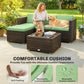 3 Pieces Patio Furniture Set with Cushions, Outdoor PE Rattan Wicker Conversation Corner Sofa Set, Light Green