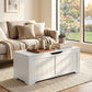 Storage Bench with Lift Top Storage Chest with Safety Hinges for Entryway, Living Room, White