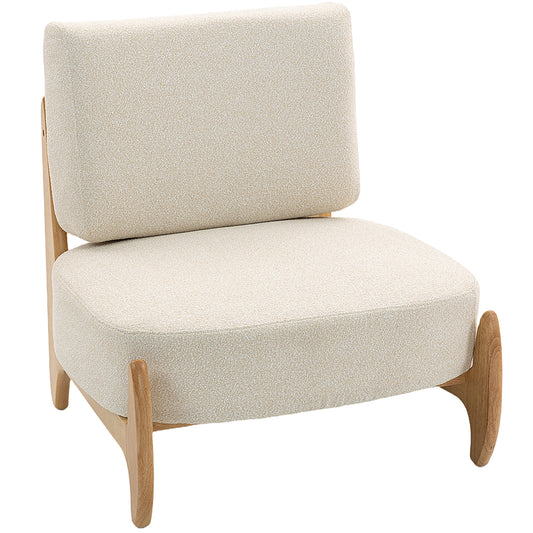 Wide Chenille Accent Chair with Thick Cushion - Cream White
