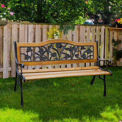 50" 2-Seater Cast Iron & Wood Garden Bench