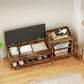 Storage Bench, Entryway Bench with Cushion, Hidden Storage, Compartments, Rustic Brown
