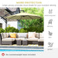 10' Deluxe Patio Umbrella, Outdoor Market Parasol, Banana Hanging Offset Sunshade with Crank, Cross Base, Beige