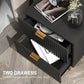 Bedside Table, Modern Nightstand with 2 Drawers, Side End Table with Metal Legs for Living Room, Bedroom, Black