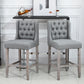 Set of 2 40Inch Button Tufted Bar stools High Counter Dining Height Chairs Grey