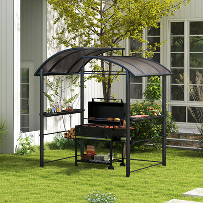 8' x 5' Dark Grey Grill Gazebo with Vented PC Roof