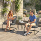 Outdoor Bistro Set, 3 Piece Patio Furniture Set with 2 C Spring Chairs and Round Table for Balcony, Light Grey