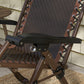 Outdoor Zero Gravity Chair, Folding PE Rarran Reclining Patio Lounge Chair with Recline Back, Headrest, Footrest, for Poolside, Garden, Brown