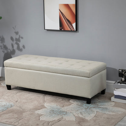 Tufted Storage Bench with Wood Feet
