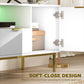 Modern TV Console for TVs up to 50 Inch, Entertainment Center with Smart RGB LED Lights and Soft Close Doors, White