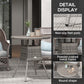 27.5" Outdoor Wicker Dining Table, PE Rattan Patio Furniture with Wood-plastic Composite Top, Grey