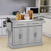 Stainless Steel Kitchen Island with Storage and Stainless Steel Top, Kitchen Trolley with Drawers, Cabinets, Towel Rack, Grey