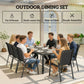9 Pieces Patio Set with Stackable Chairs, Patio Dining Set with Glass Top for Garden, Patio, Backyard, Black
