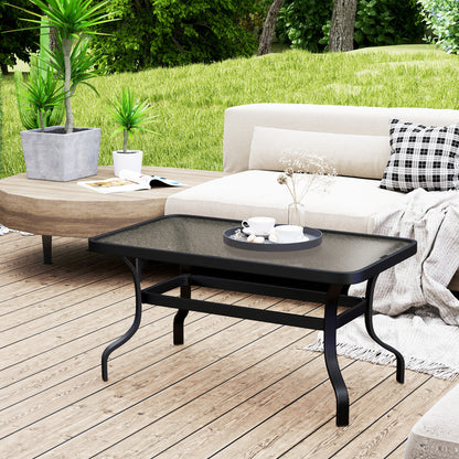 37" Coffee Table with Tempered Glass Top and Metal Frame