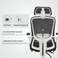 Ergonomic Office Chair, Mesh Reclining Desk Chair with Adjustable Lumbar Support, Headrest, Black