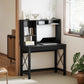 Computer Desk with Hutch, Home Office Table with Storage Shelves and Open Compartments for Writing, Work, Black