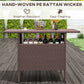 Bar Height Outdoor Rattan Table, Patio Wicker Bar Table with 2 Storage Shelves, 55.1" x 18.5" x 37", Brown