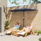9.8ft Half Umbrella Semi Round Patio Parasol with Crank Handle, Top Vent for Garden, Balcony- NO BASE INCLUDED, Dark Blue