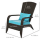 Patio Wicker Adirondack Chair, Outdoor Rattan Muskoka Chair with Cushions for Patio, Garden, Backyard Dark Blue