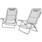 Set of 2 Camping Chairs, Beach Chairs with Adjustable Backrest and Headrest, Folding Chair for Outdoor, Light Grey