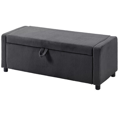 Corduroy Storage Ottoman End of Bed Bench - Dark Grey