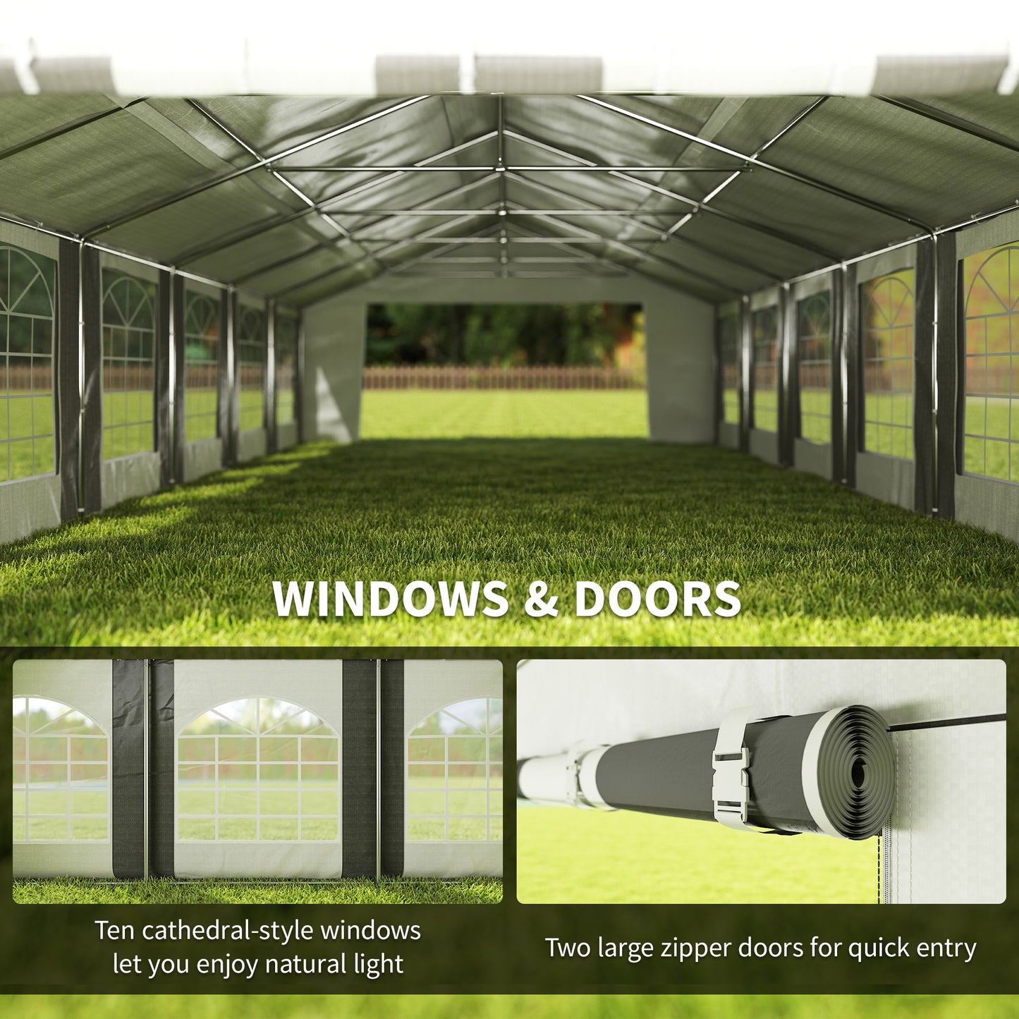 Heavy Duty Large Party Tent & Carport with Removable Sidewalls, Portable Garage Canopy Tent, White